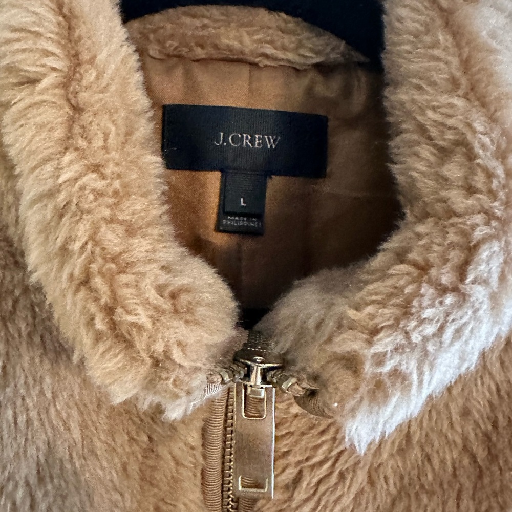 J. Crew Tan Faux Fur Vest with Zipper - Picture 2 of 2